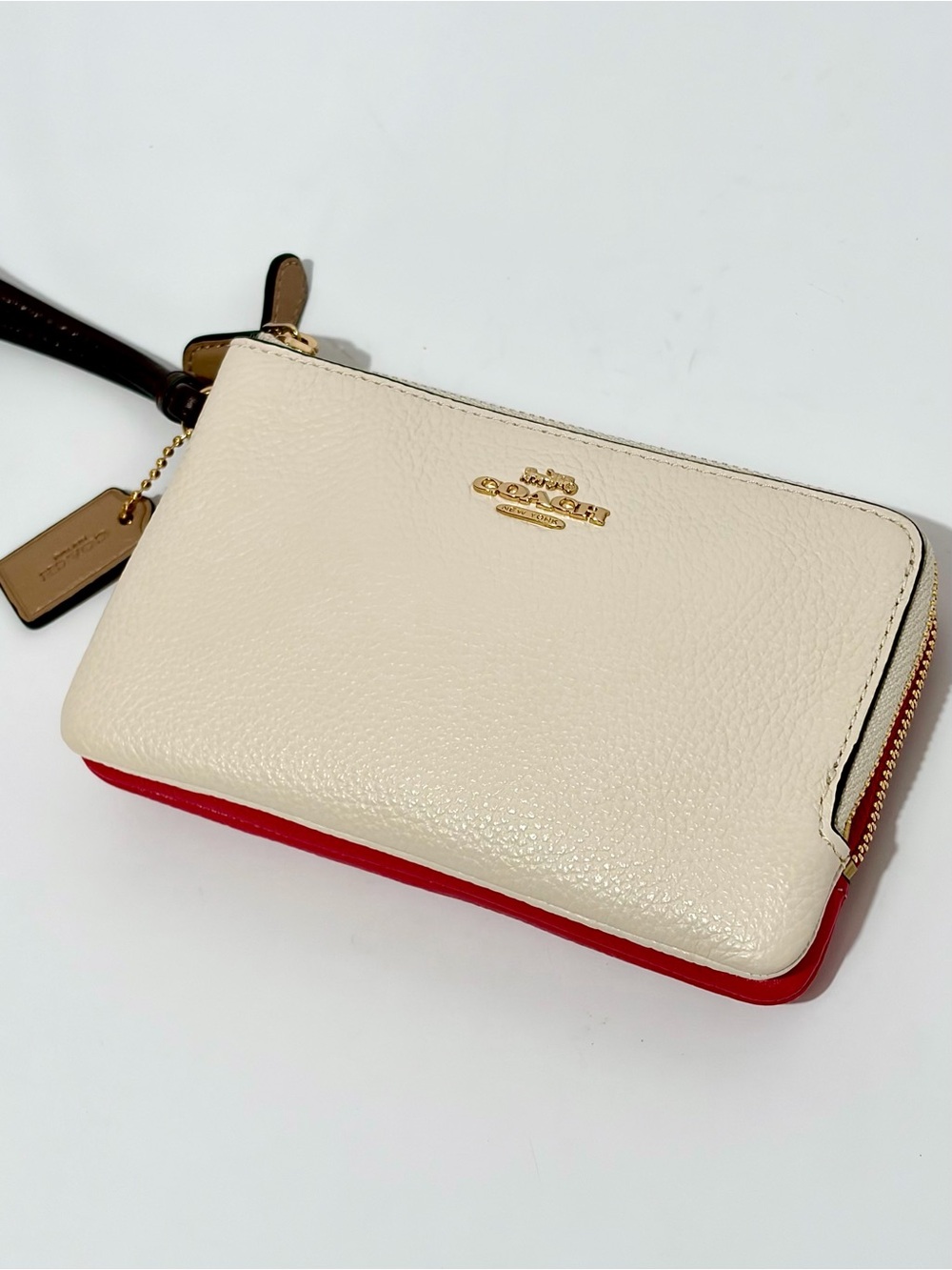 Coach Double Corner Zip Wristlet In Colorblock